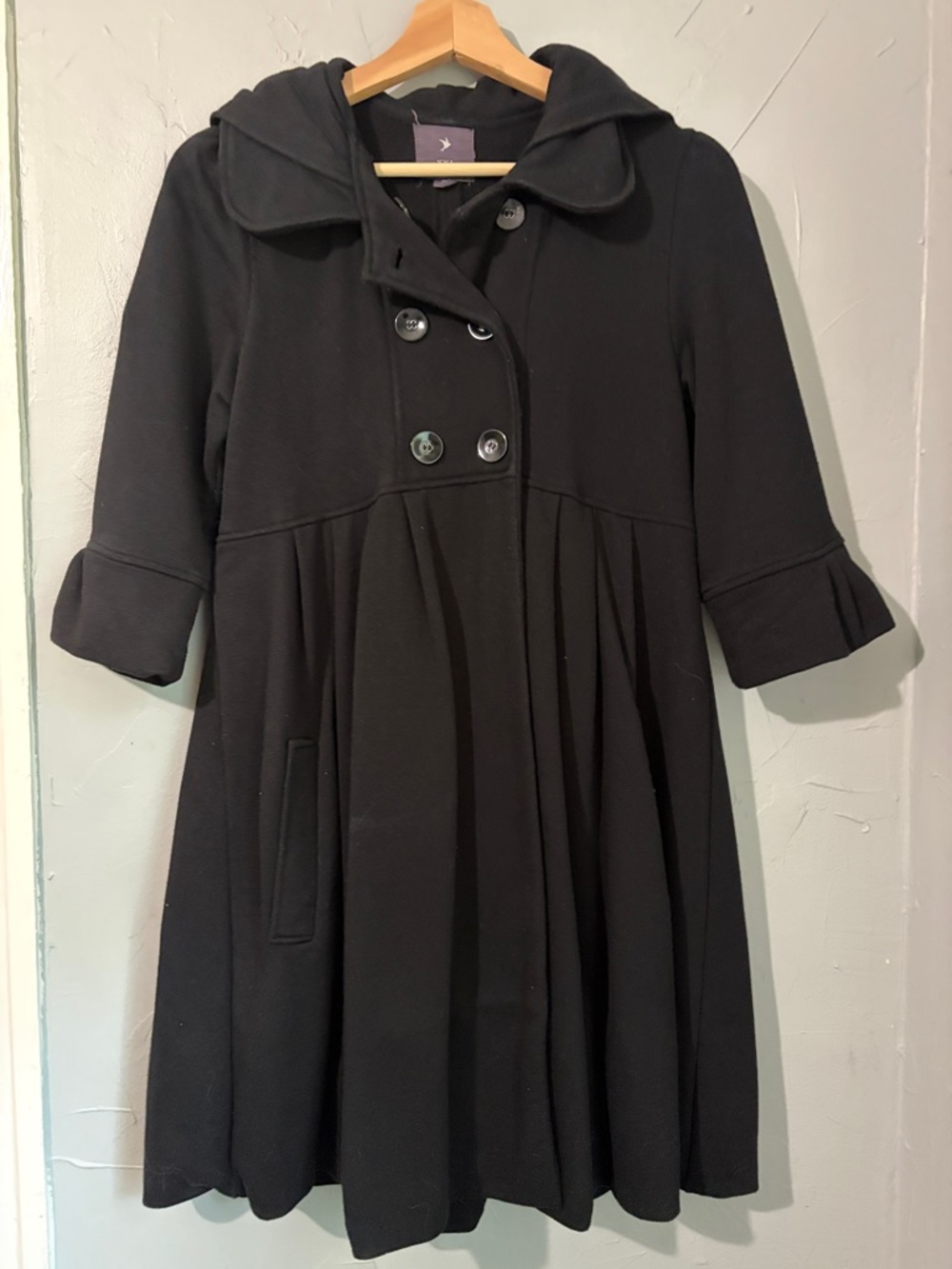 Forever 21 Black Pea Coat with Hood